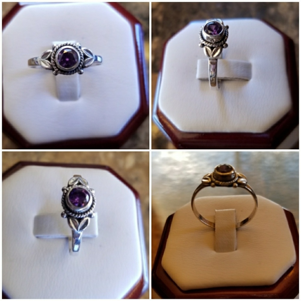 Genuine 1ct Amethyst Minimalist band ring size 8 - Picture 2 of 4